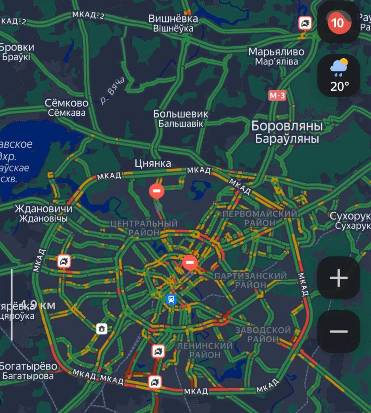 Минск парализовали 10-балльные пробки
