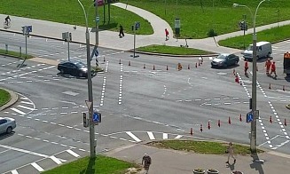 В Минске появился первый диагональный пешеходный переход
